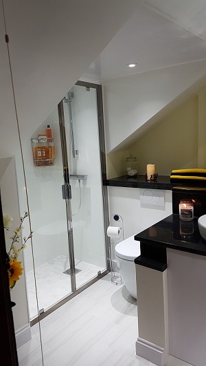 Image showcasing a completed shower room in Hints