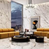 Calacatta marble large format tiles, wall and floor