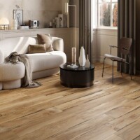 Wood effect floor tiling