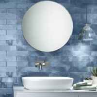 Metro-style brick tiles in blue gloss